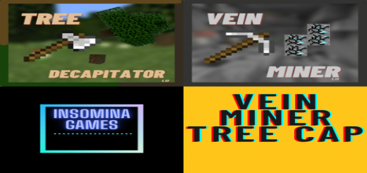 Комбинация Vein Miner и Treecapitator